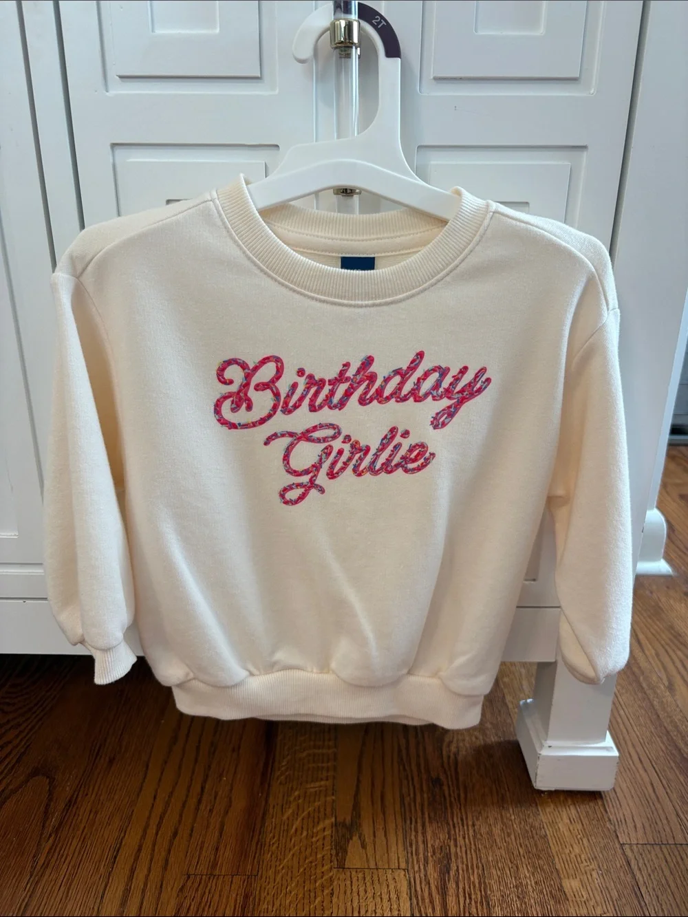 Old Navy Birthday Girlie Cream Kids Sweatshirt with Pink Script 2T